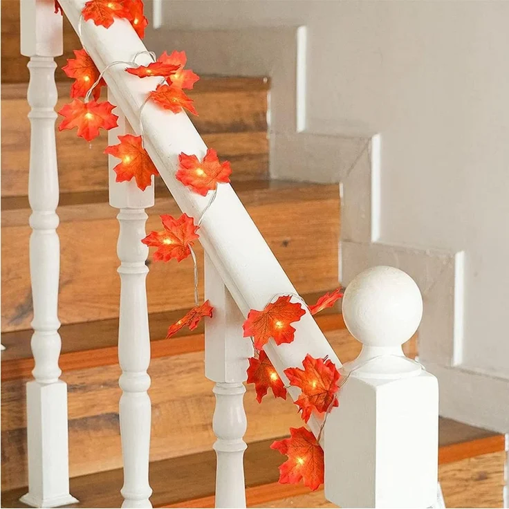 Lapamax LED-Lichterkette Herbst Lichterkette Batterie mit Ahornblättern, 1,5–6M, Halloween Deko, 2 Modi, für Halloween Theme Erntedankfest Weihnachtsfeiern – Bild 4