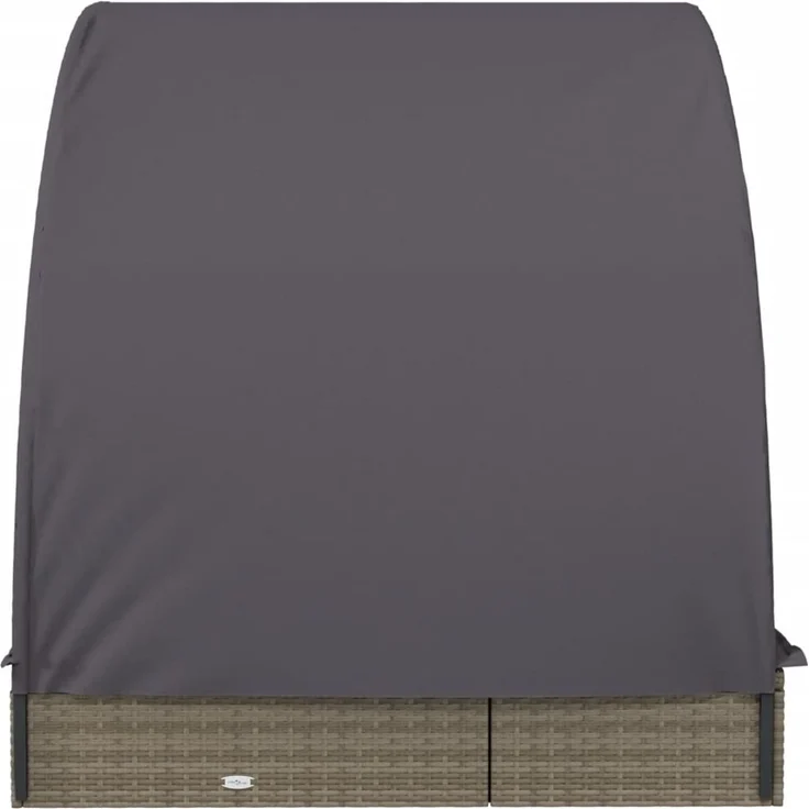 2-Personen-Sonnenliege, Gartenliege mit Dach Grau 211 x 112 x 140 Poly Rattan – Bild 6