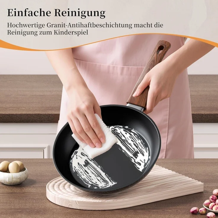 Innerwell Antihaft Bratpfanne 28 cm Große Pfanne Induktion PFOA frei Schwarz – Bild 6
