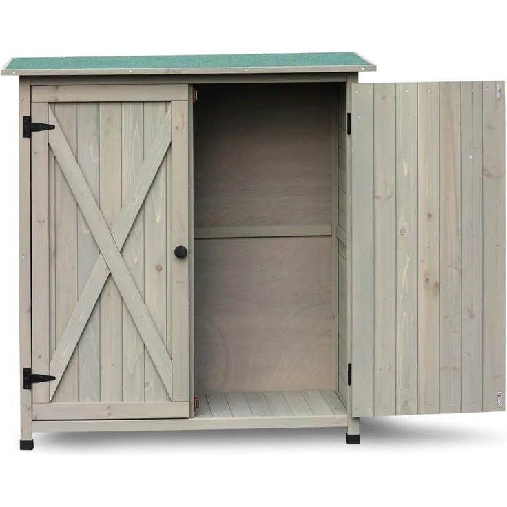 HABAU Gartenschrank Flora, hellgrau, 110 x 55 x 117 cm – Bild 4