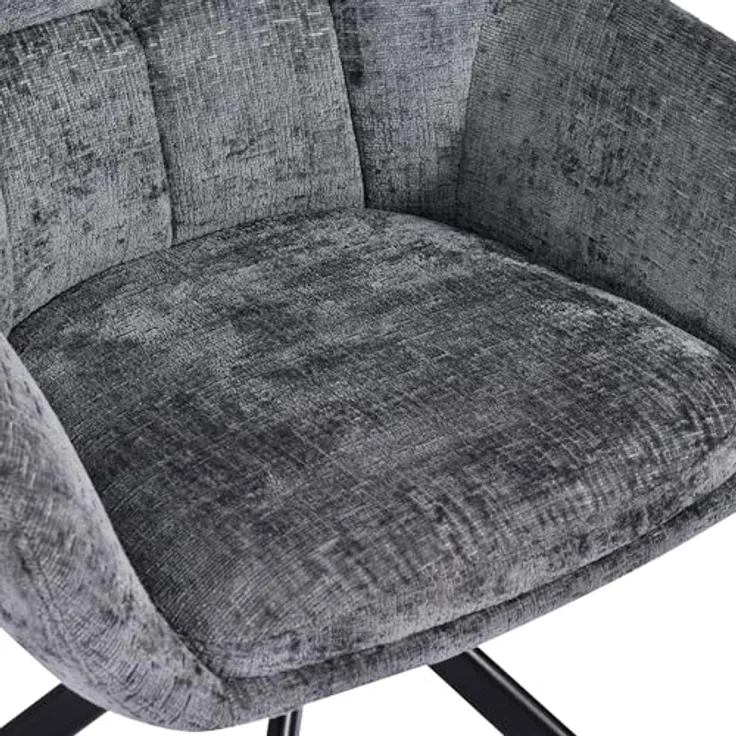 Duhome Loungesessel, Armlehnstuhl aus Chenille-Stoff, Schminktisch Stuhl 360° drehbar – Bild 6