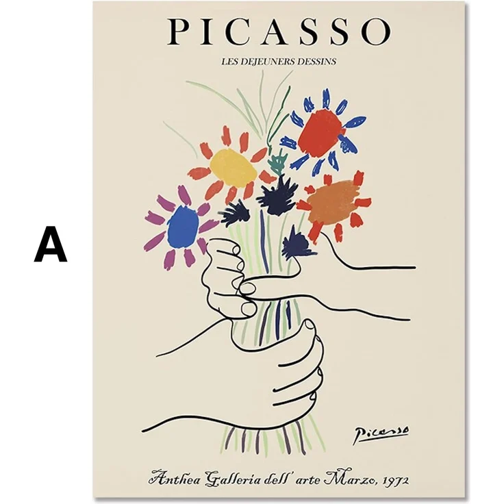 Poster Picasso Matisse Museum Abstrakt Retro Porträt | Bilder Wohnzimmer | Wandbilder Schlafzimmer | Deko Print ohne Rahmen | Bilder - A / 15 x 20 cm