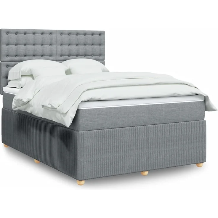 vidaXL Boxspringbett mit Matratze Hellgrau 160x200 cm Stoff 3294421 – Bild 1