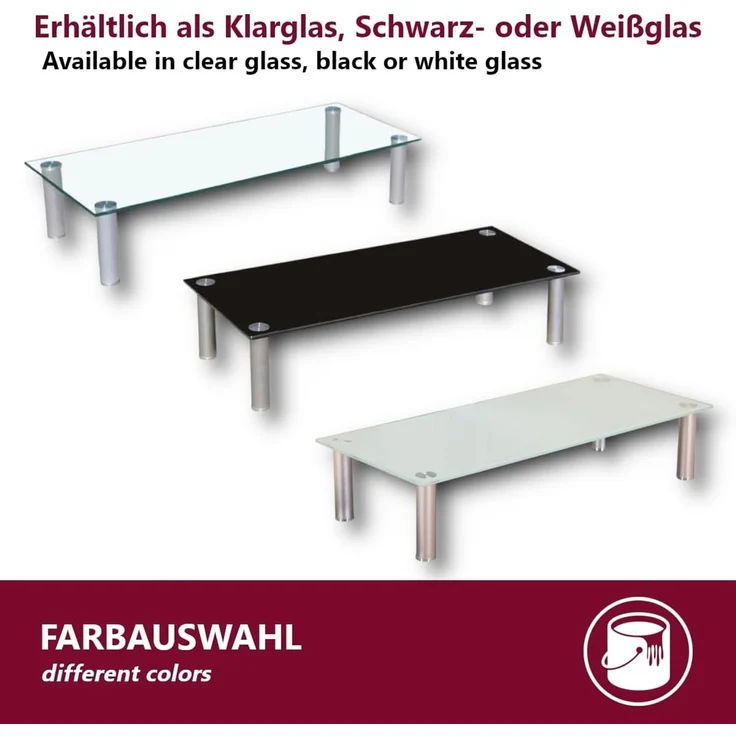 HOOZ TV-Aufsatz Klarglas mit Aluminiumfüßen - Ablage und Platzerweiterung 80x35cm, (modern, mit Aufbauanleitung), aus Sicherheitsglas – Bild 3