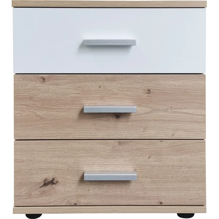HTI-Living Nina Weiß Artisaneiche Nachtschrank mit 3 Schubladen – Bild 2