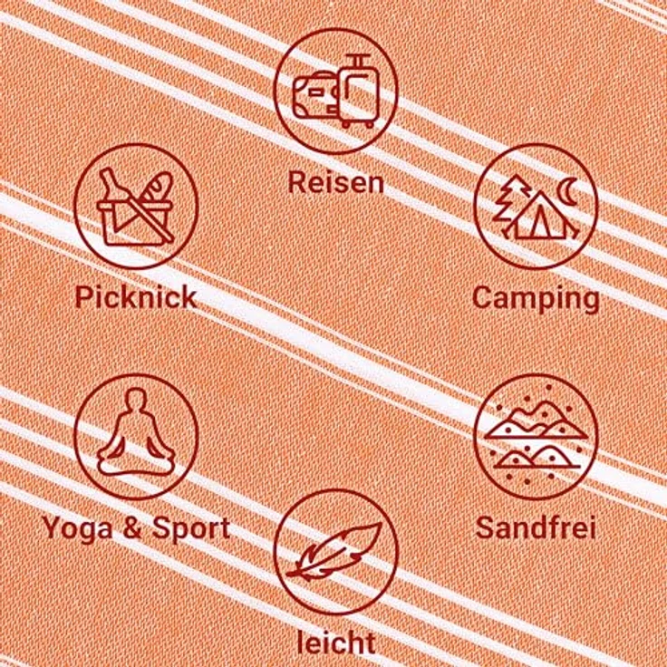 LeStoff Premium Hamamtuch 50 x 100 cm, 100% Bio-Baumwolle, vorgewaschen, saugstark, schnelltrocknend, nachhaltig, kompakt, orange – Bild 4