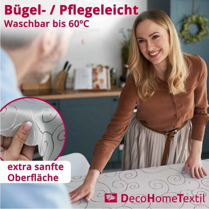 DecoHomeTextil Heimtextilmanufaktur Tischdecke Kringel Circle Tafeldecke Ornamente Damast Tischdecke – Bild 3