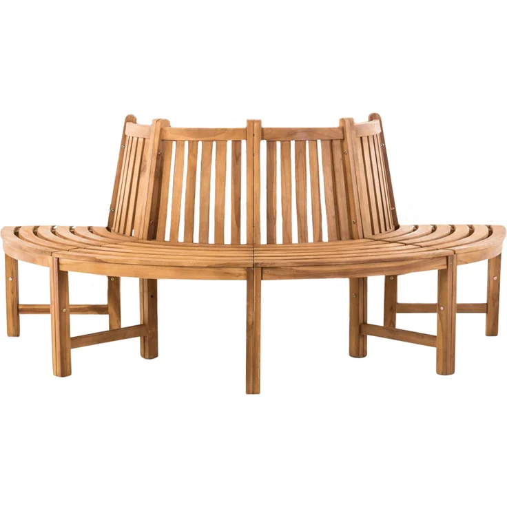 Baumbank VEGAD - Holz Teak 200x100x90 cm | Halbrunde Sitzbank Mit Lehne Baumbank Gartenbank Für Baum – Bild 1