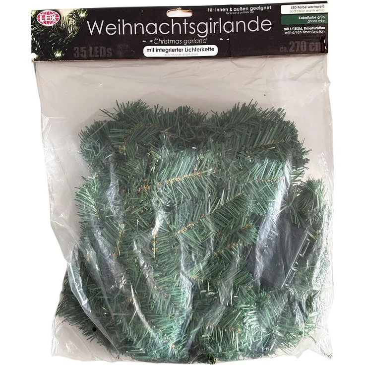 LED Tannengirlande Girlande Weihnachtsbeleuchtung 270cm Batterie – Bild 6