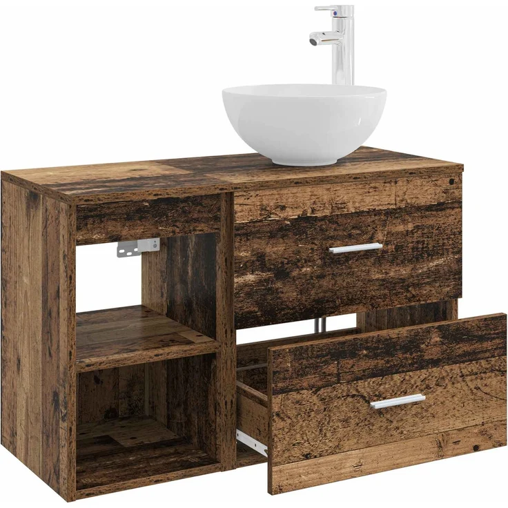 vidaXL Badezimmerschrank-Set 2 stk. Altholz 79,5 x 35 x 80 cm 3403870 – Bild 4