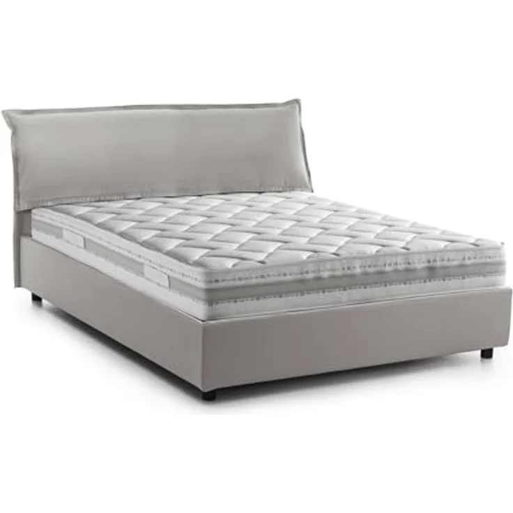 Talamo Italia - Clorinda Doppelbett, Bettkasten mit abnehmbarem Bezug, gepolstertem Kopfteil und Bettkastenrahmen, 100 % Made in Italy, inklusive Matratze 160x200 cm, Grau – Bild 8