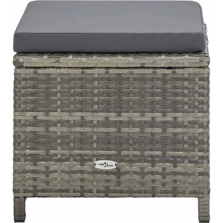 vidaXL 11-tlg. Garten-Essgruppe mit Auflagen Poly Rattan Grau 46537 – Bild 11