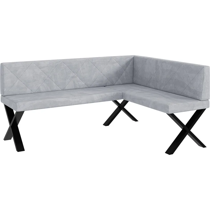 MEBLINI Eckbank für Esszimmer - Küchenbank - Essecke - Sitzecke Küche - ERIC - X-Beine 128x168x87cm Rechts - Hellgrau Samt