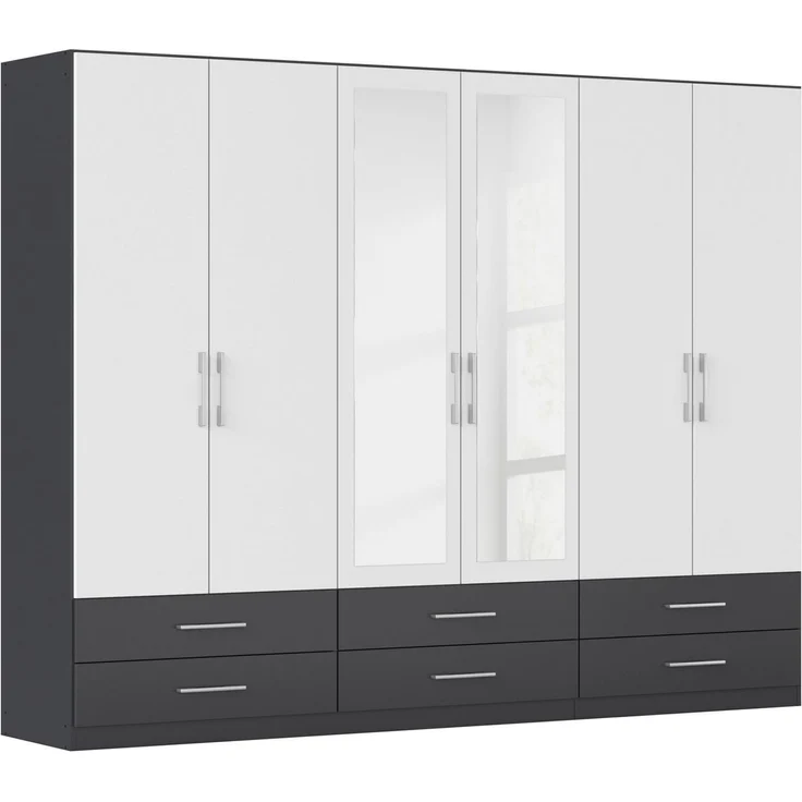 rauch Kleiderschrank Schrank Garderobenschrank Mehrzweckschrank Schlafzimmer HERSBRUCK (3 verschiedene Ausstattungen BASIC/CLASSIC/PREMIUM (inkl. SOFT-CLOSE) mit großzügigen Schubladen sowie Spiegeltüren MADE IN GERMANY – Bild 1