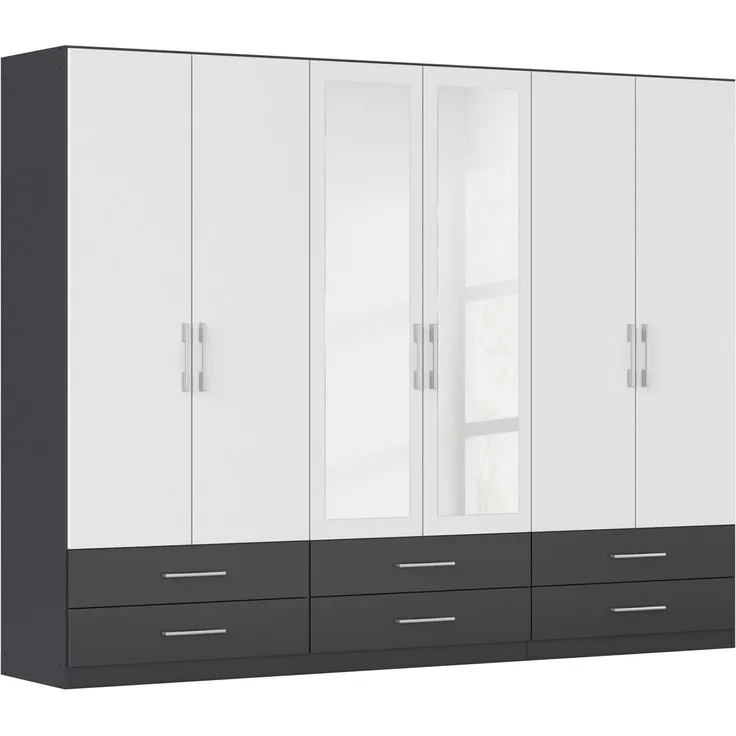 rauch Kleiderschrank Schrank Garderobenschrank Mehrzweckschrank Schlafzimmer HERSBRUCK (3 verschiedene Ausstattungen BASIC/CLASSIC/PREMIUM (inkl. SOFT-CLOSE) mit großzügigen Schubladen sowie Spiegeltüren MADE IN GERMANY