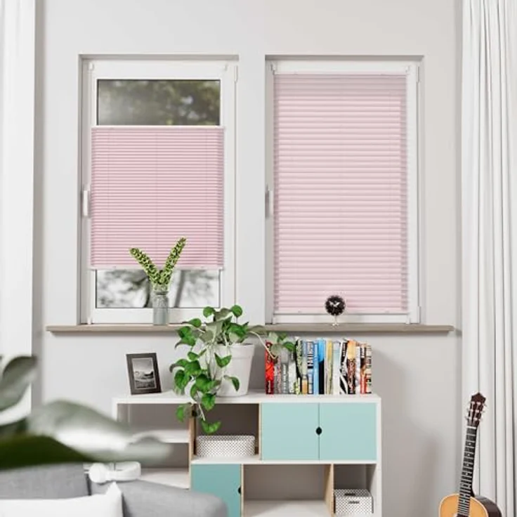 K-Home Klemmfix-Plissee Florida Rosa 60x210 cm (B x L) einzigartiges Design mit bezauberndem Lichteffekt – Bild 5