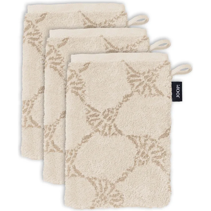 JOOP! Waschlappen, 3er Pack - Waschhandschuh, Doubleface, Walkfrottier Creme Cornflower 16x22cm – Bild 1