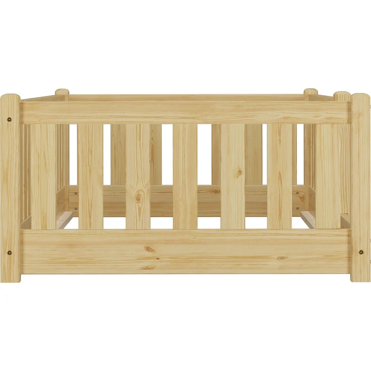 Kinderbett, Holzbett 90x200 mit Rundumsicherung Kiefer natur lackiert V-60.77-09Rollrost inkl. – Bild 5