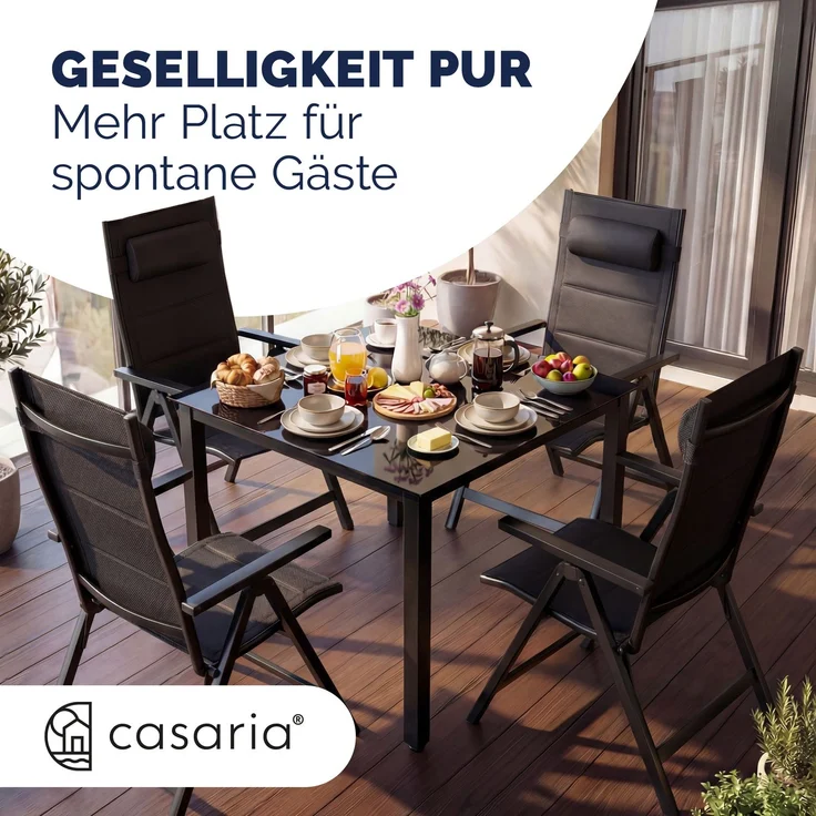 CASARIA® Gartenstühle 2er Set Klappbar Gepolstert Alu 8- Fach Verstellbar – Bild 6