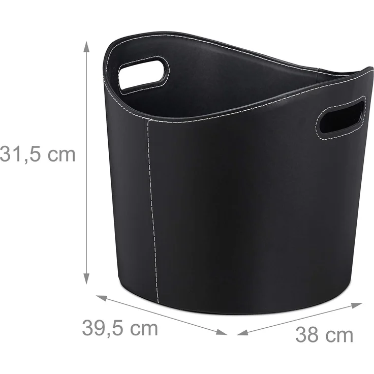 Kaminholzkorb Kunstleder schwarz 10028790_59 – Bild 4