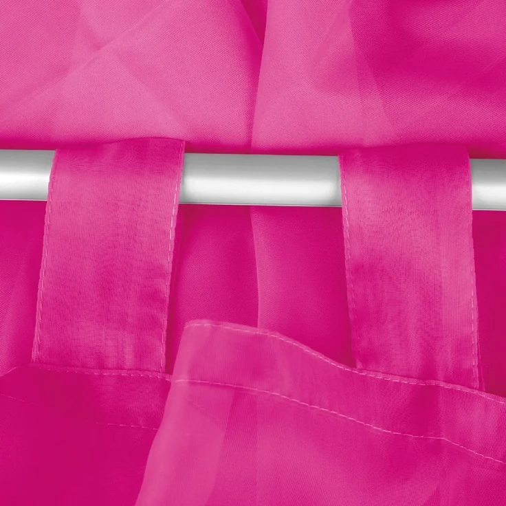 Schlaufen-Bistrogardine in B160cm x L60cm, transparente uni Scheibengardine Voile in vielen verschiedenen Farben erhältlich (pink - fuchsia) – Bild 2