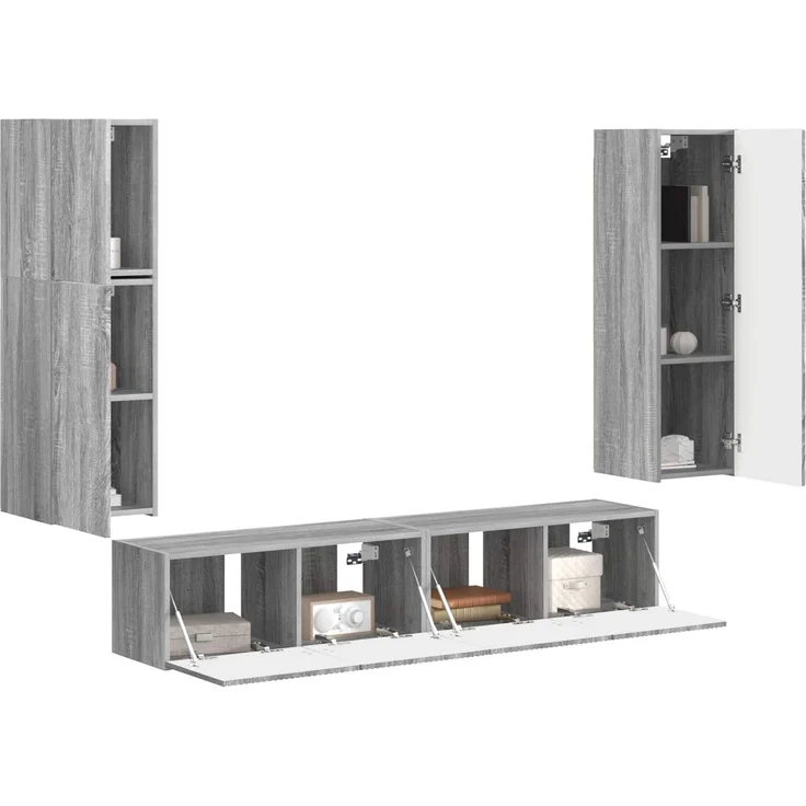 vidaXL TV-Schrankset Wandmontiert 4 pcs Graues Sonoma Holzwerkstoff 3409039 – Bild 3