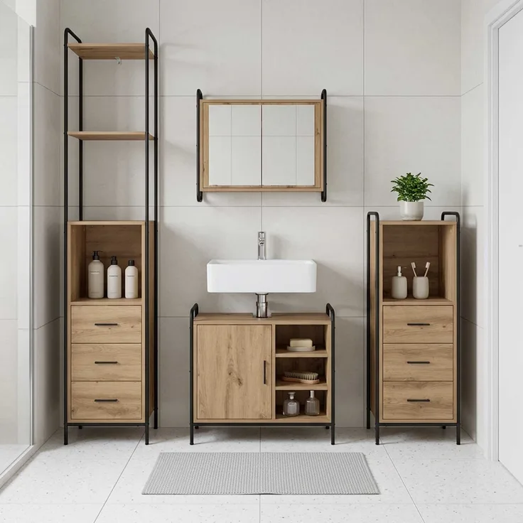 vidaXL Badezimmerschrank-Set 4 stk. Artisan-Eiche 40 x 36 x 200,5 cm 3444680