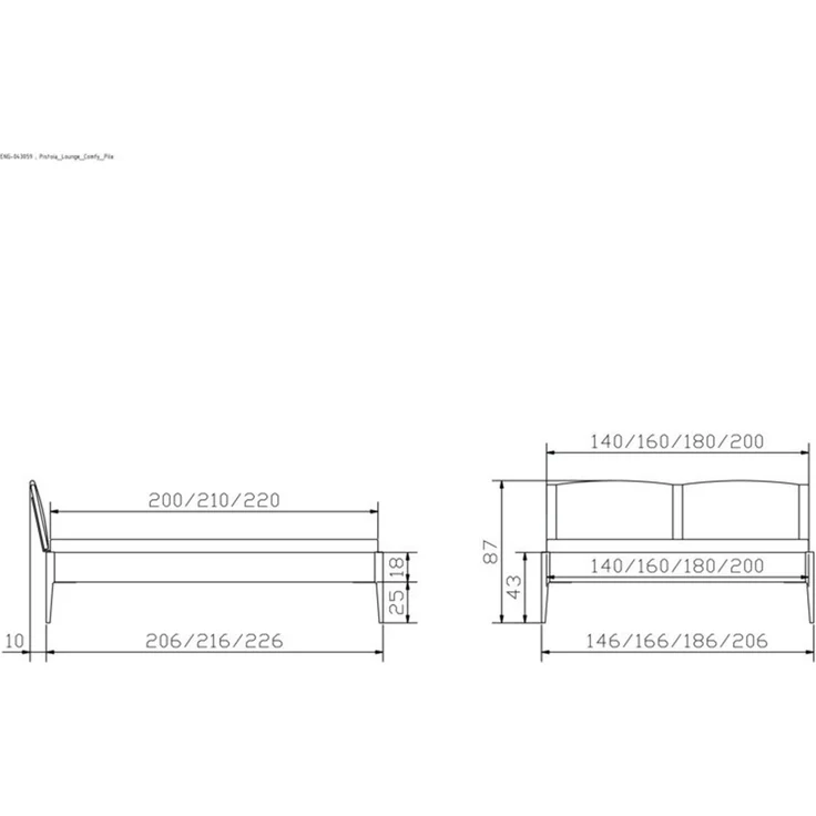 Hasena Polsterbett Pistoia Grau-Weiß mit gepolstertem Kopfteil 200x200 cm, Komforthöhe 25 cm MDF weiss deckend – Bild 5