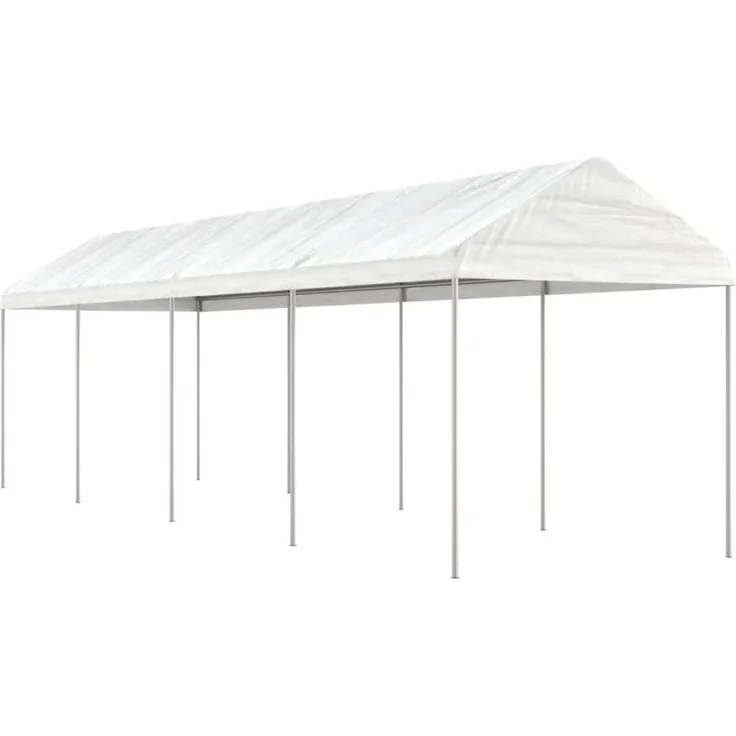 Gartenpavillon, Pavillon mit Dach Weiß 8,92x2,28x2,69 m Polyethylen