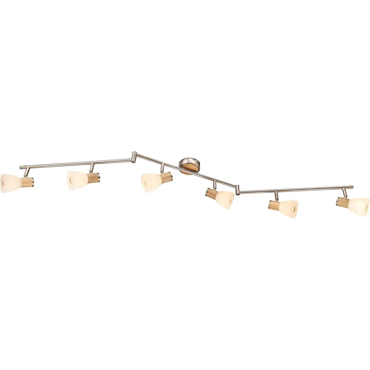 RGB LED Deckenleuchte, Holz, Glas, Spots beweglich, GYLFI