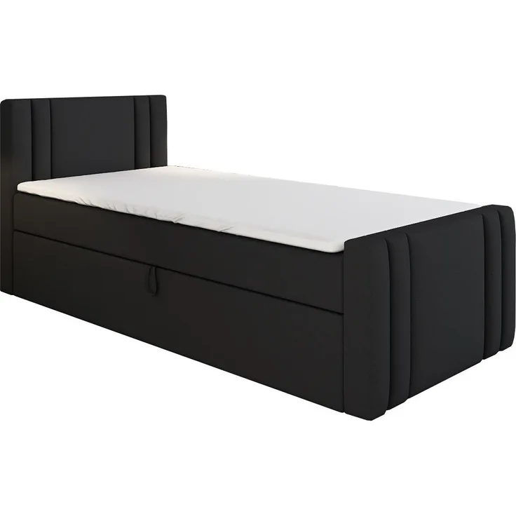 A&J MöbelLand GmbH Boxspringbett Einzelbett KLAUS mit Bettkasten, Topper und gepolstertem Kopfteil. (Boxspringbett mit Bettkasten und gepolstertem Kopfteil. Inclusive Topper!, TOP ANGEBOT), Länge 216 cm Höhe 106 cm