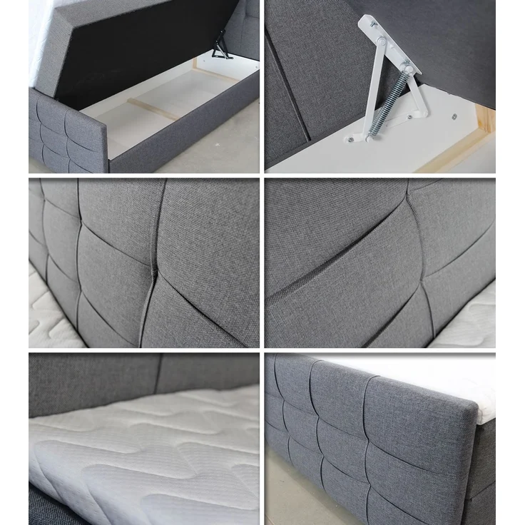 Boxspringbett Best Lux mit Fußteil, 2 Bettkästen, Bonell-Matratze und Topper, Polsterbett (Beige (Inari 22), 140 x 200 cm) – Bild 3