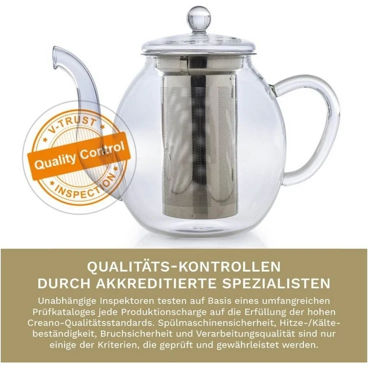 Creano Teekanne Creano Glas-Teekanne 1,0l, 3-teiliger Teebereiter mit integriertem, 1000 l, 1x Glasteekanne – Bild 3