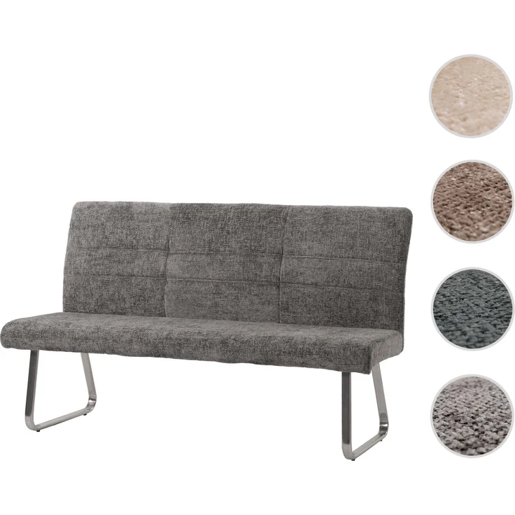 Sitzbank HWC-G55, Esszimmerbank Bank, Edelstahl gebürstet Stoff/Textil Chenille Öko-Tex, 180cm ~ dunkelgrau – Bild 11
