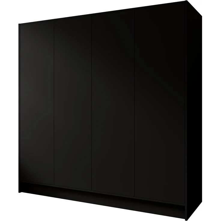 MEBLINI Kleiderschrank GALINDA 200cm - Schwarz Matt - griffloser Drehtürenschrank ohne Spiegel - Push-to-Open - mit Kleiderstangen und Regalböden – Bild 1