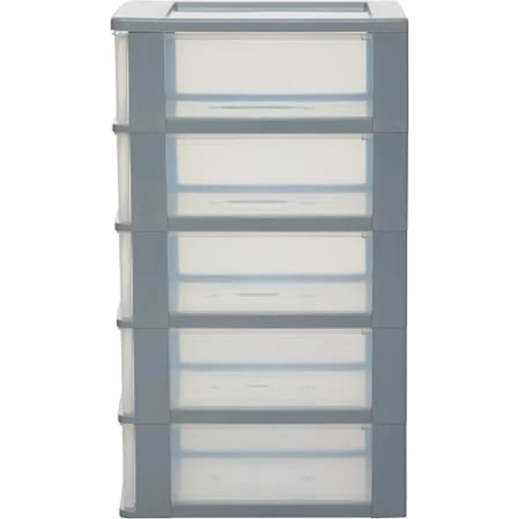 Iris Ohyama, Kunststoff Schubladenbox mit 5 flachen Schubladen, Grau, Easy-Pull-System, A4, A5 & A6 Format, Schreibtisch Organizer für Büro, Schule, Schreibwaren, BPA-frei, Schubladenschrank, OCH-2005 – Bild 6