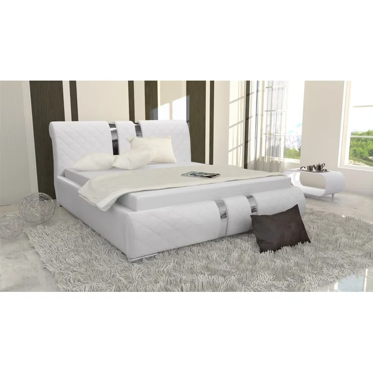 Polsterbett Bett Doppelbett LOGAN Kunstleder Weiss 180x200 cm