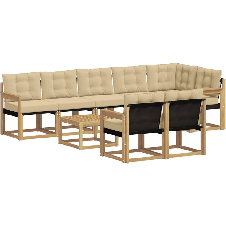 vidaXL Outdoor-Sofagarnitur 9 stk. Weiß und Beige 3389615 – Bild 2