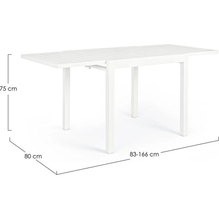Gartenesstisch Pelagius aus Aluminium, ausziehbar und wetterfest, modern, weiß, für 2–4 Personen – Bild 2