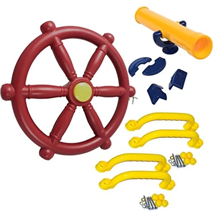 Loggyland Zubehörset für Spielturm Lenkrad + Fernrohr + 4 Handgriffe Sparset