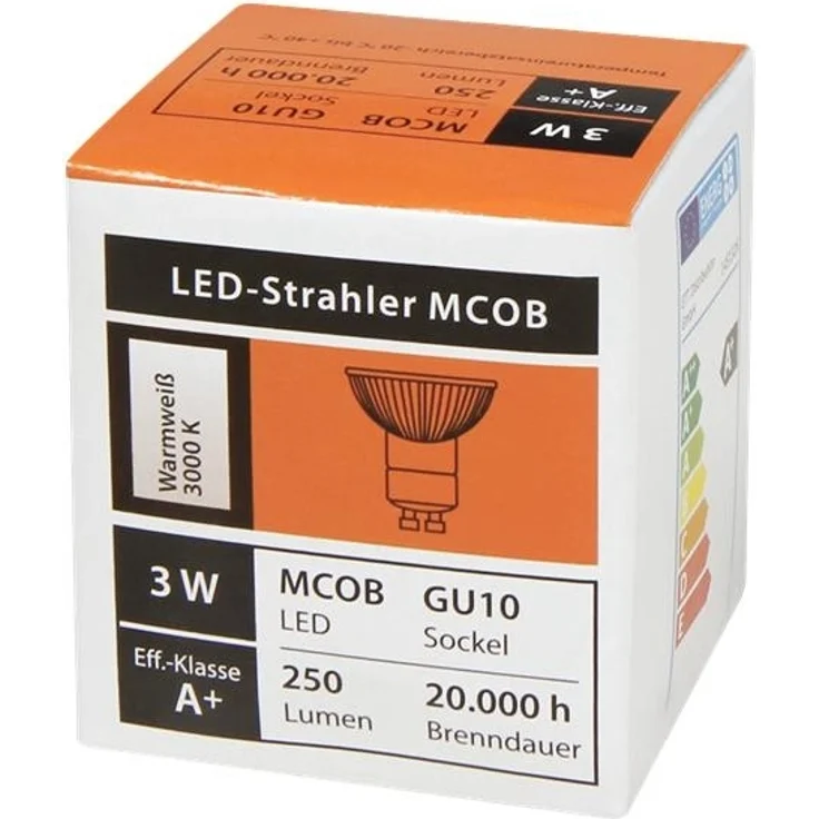LED-Strahler McShine ''MCOB'' GU10, 3W, 250 lm, warmweiß, 10er-Pack – Bild 3