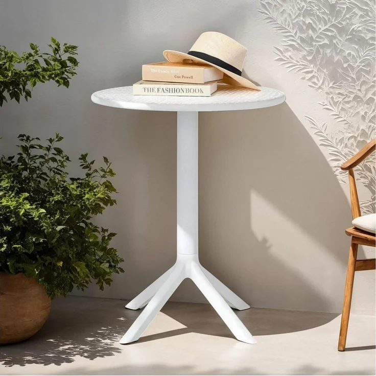 IDIMEX Gartentisch LUZ, runder Balkontisch 60cm, kleiner Outdoor Tisch aus Polypropylen weiß – Bild 1