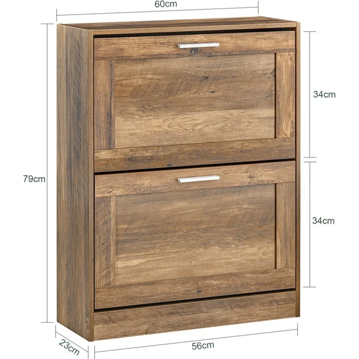 SoBuy FSR137-F Schuhschrank, MDF, Papierfurnier, Braun, 60 x 79 x 23 cm – Bild 3