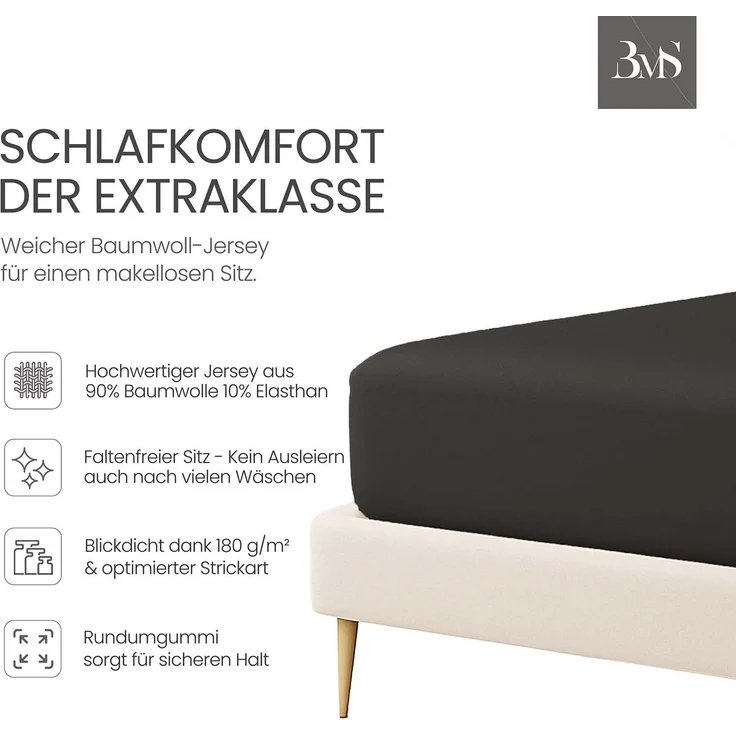 Jersey Spannbettlaken anthrazit 120x200 cm Höhe bis 25cm – Bild 2