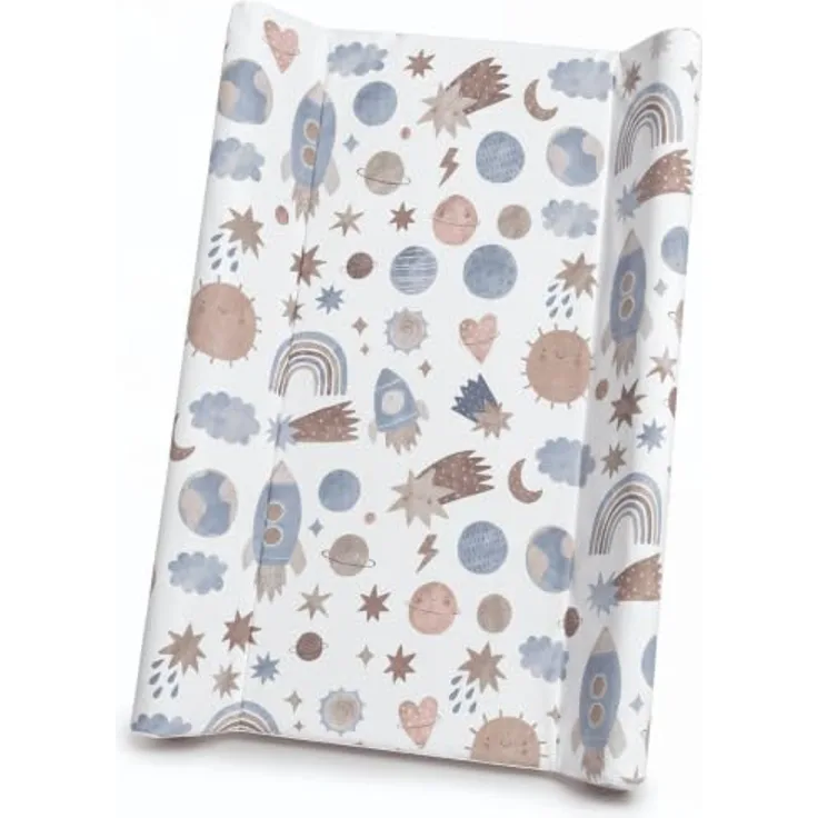 Wickelauflage 50x70 cm - abwaschbare Wickelunterlage mit Lineal - stabile Wickeltischauflage fürs Babybett - stark gepolstert, rutschfest, PVC - Wickelmatte in verschiedenen Designs