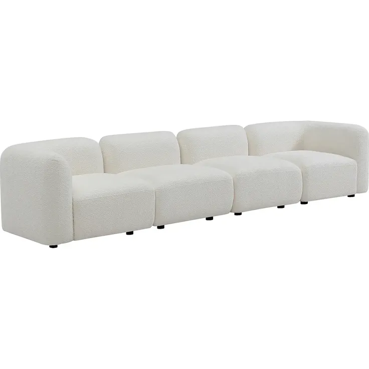 Vente-unique - DANEPI - Modulierbares Sofa - Holz, Platte - Holz - Gebrochenes Weiß - 348 x 94 x 69 cm