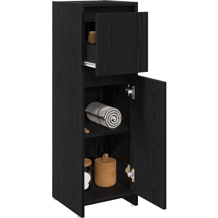 vidaXL Badezimmerschrank mit Tür Schwarz Eichen-Optik 30 x 30 x 95 cm 862504 – Bild 2
