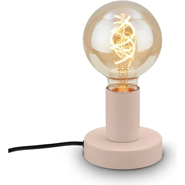 BRILONER - Tischlampe mit Kabelschalter, Retrooptik, E27 Fassung, Tischlampe vintage, Lampe, Schreibtischlampe, Tischleuchte, Bürolampe, Leselampe Bett, Leselicht, 10 x 9 cm, Beige – Bild 1