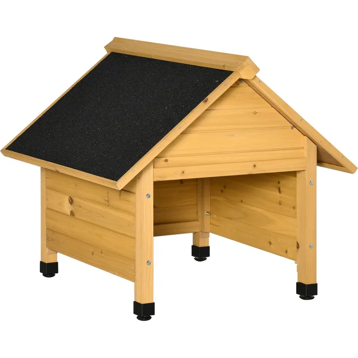JARDJ Holzgarage für Rasenmäher Roboter Mähroboter Carport 75x76x70 cm Gelb, Sonnen- & Regenschutz für Rasenroboter