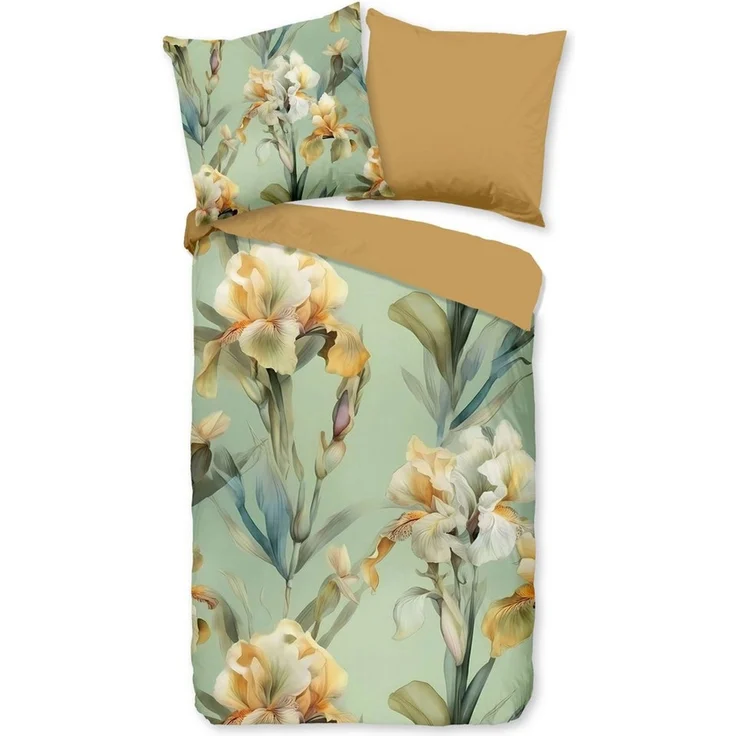 good morning Wendebettwäsche Iris, Renforcé, 3 teilig, 100% Baumwolle, Renforcé, Reißverschluss, Wendeoptik, Blumen – Bild 2